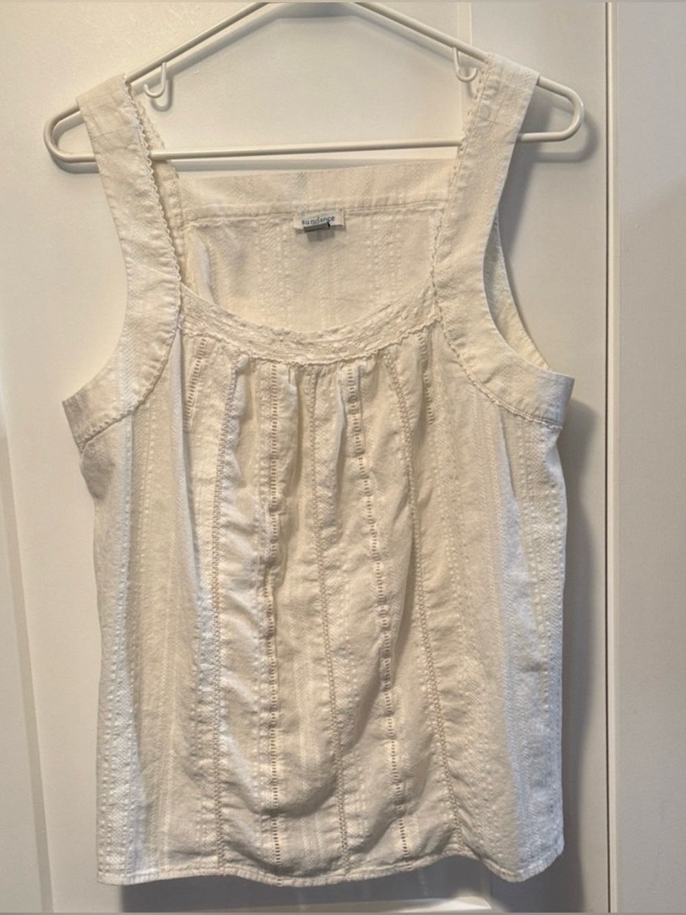 Sundance White 100% Cotton Lace Tank - Medium